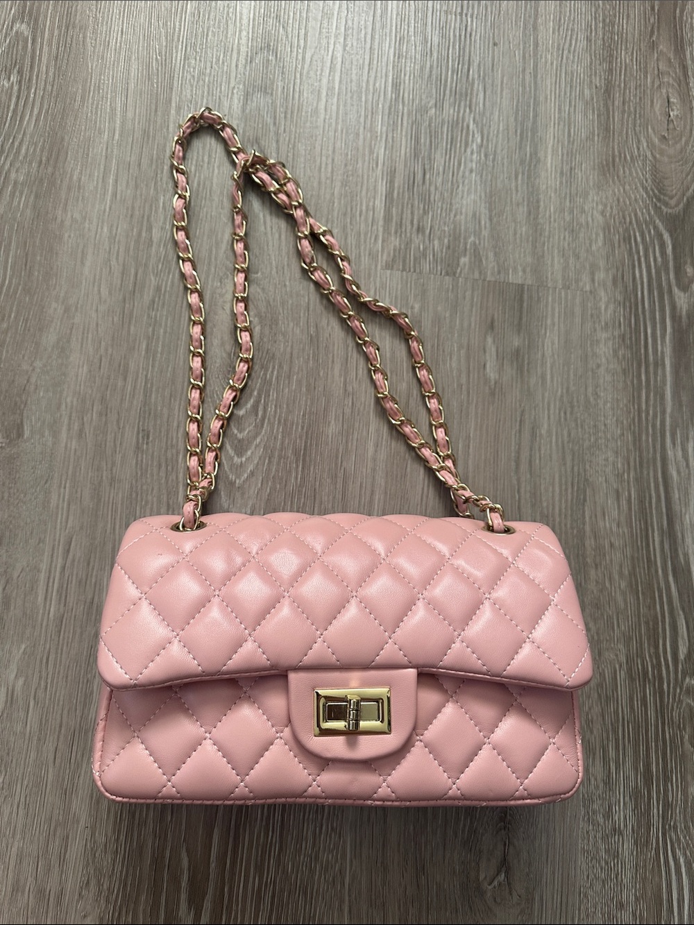 Pink Quilted Leather Bag